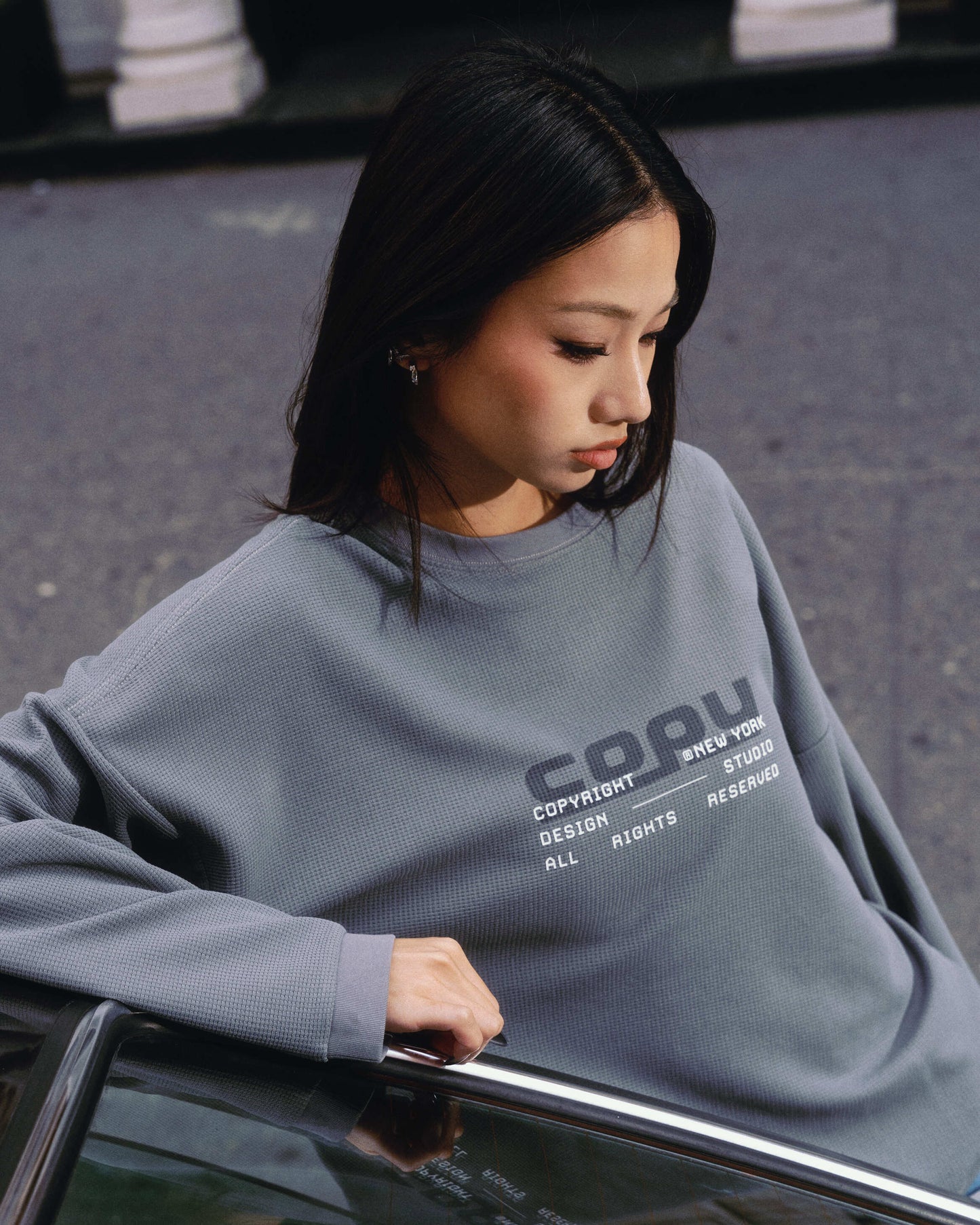 Grey Copy Waffle Tee