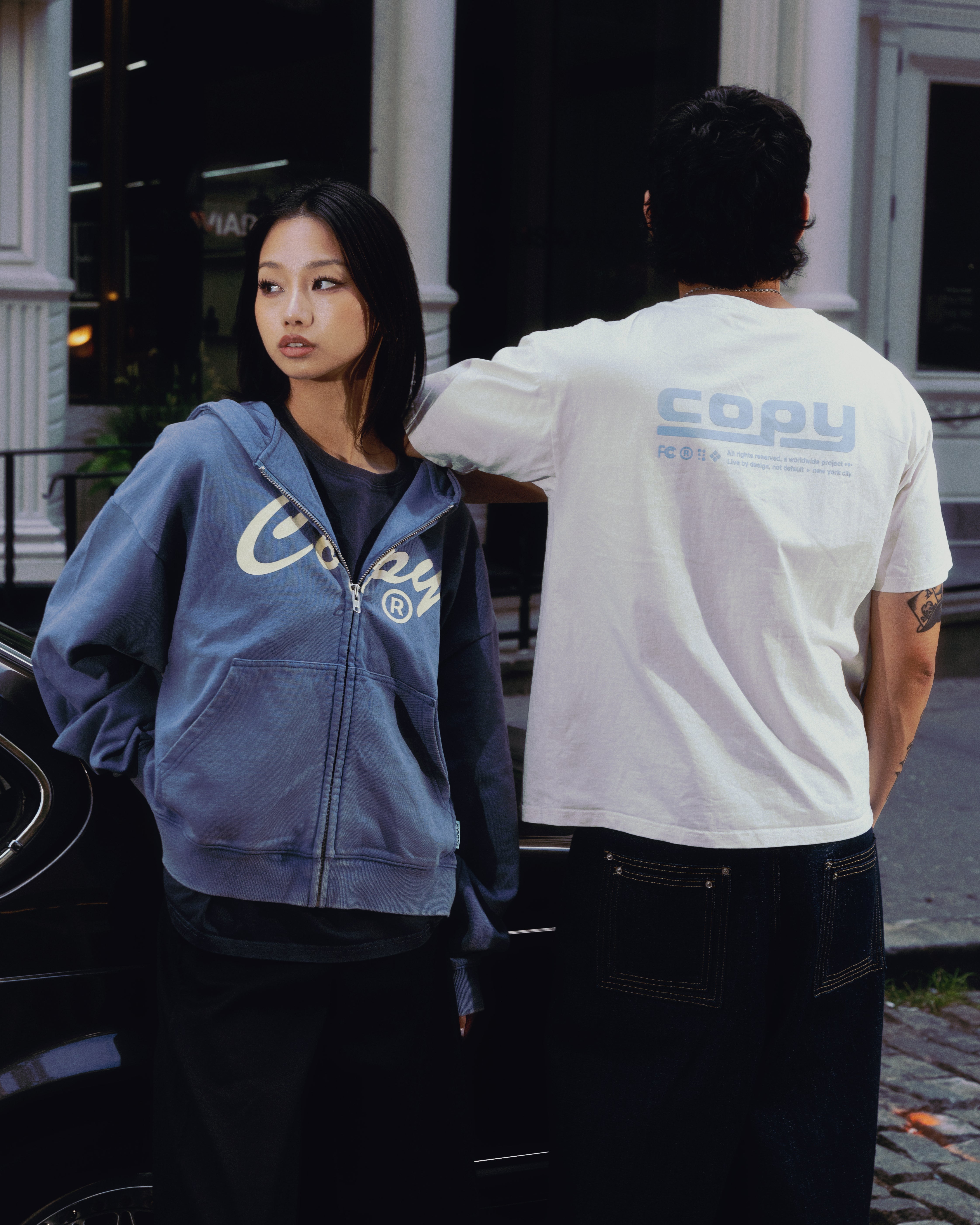 Washed Navy Copy Zip Up – copyright