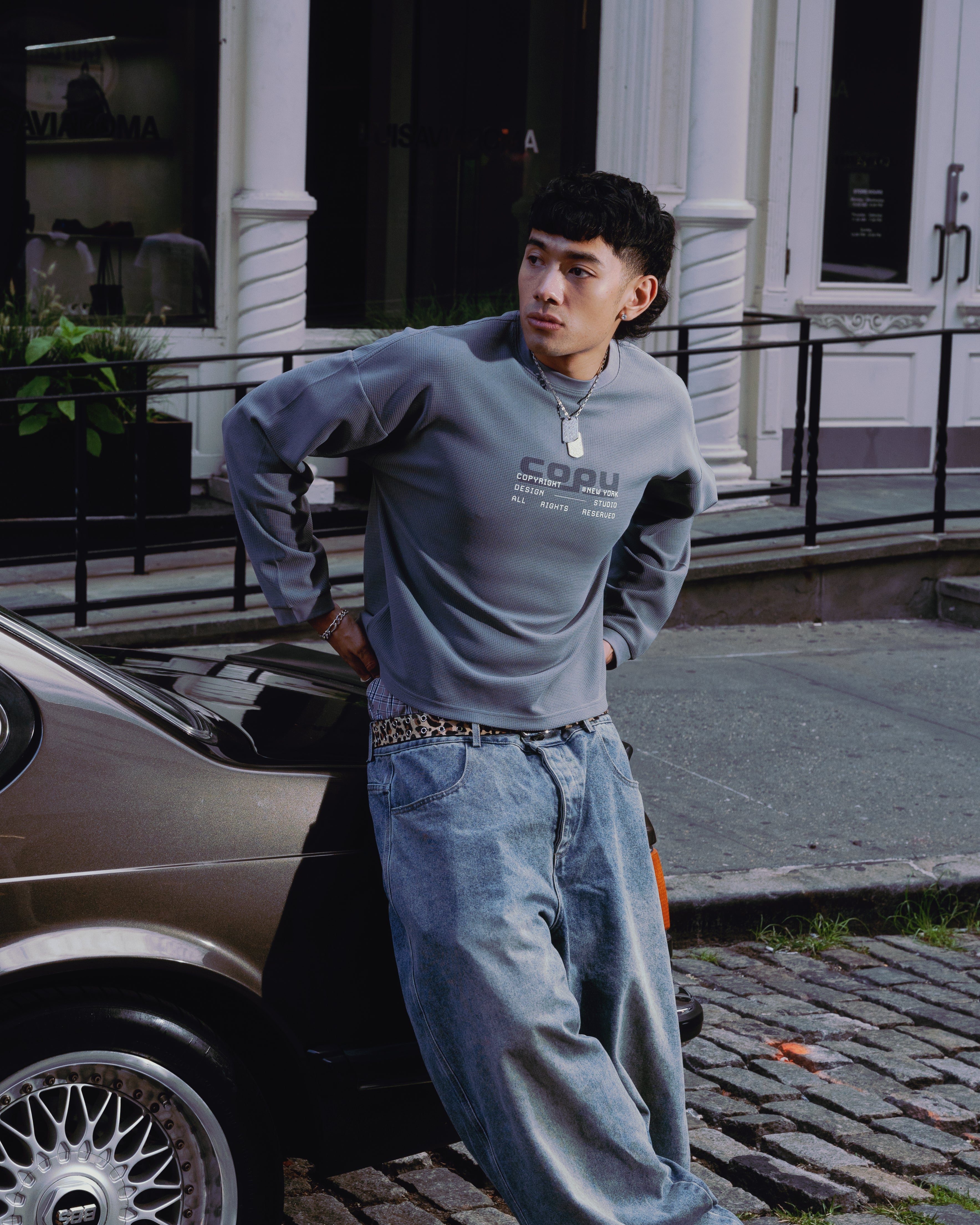 Grey Copy Waffle Tee – copyright