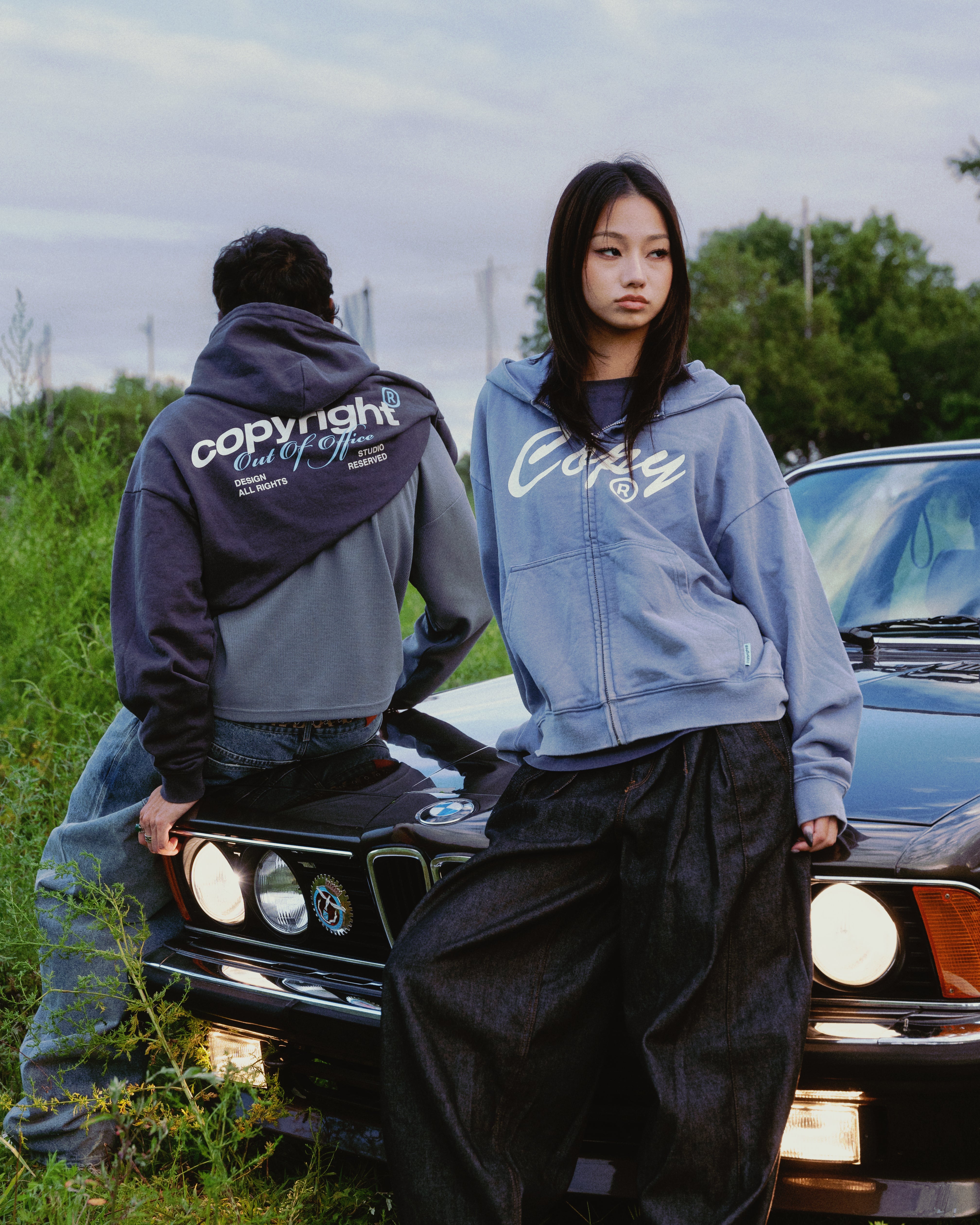 Washed Navy Copy Zip Up – copyright