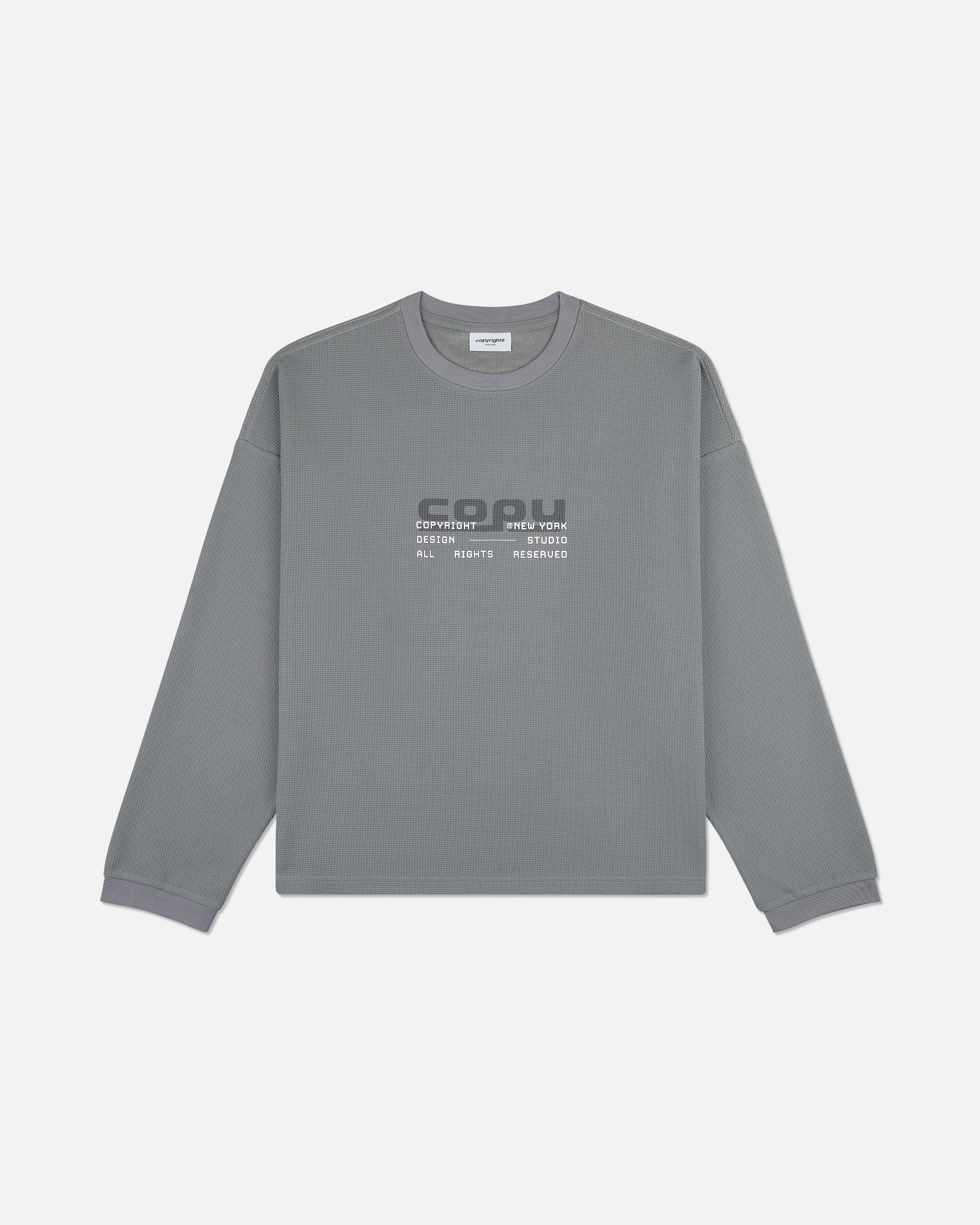 Grey Copy Waffle Tee – copyright